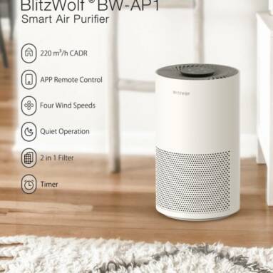 €61 with coupon for BlitzHome BH-AP1 Smart Air Purifier 220m³/h CADR 26dB Quiet Air Cleaner,Removes Allergies, Smoke, Dust, Mold, Pollen, Pet Dander, Activated Carbon Eliminates Odors and Deodorizes HEPA Filter with Night Light APP Remote Control from EU CZ warehouse BANGGOOD