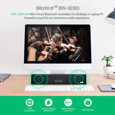 €17 with coupon for Blitzwolf® BW-SDB0 10W 1200mAH Mini Smart Bluetooth Soundbar for Desktop or Laptop PC from EU CZ Warehouse BANGGOOD