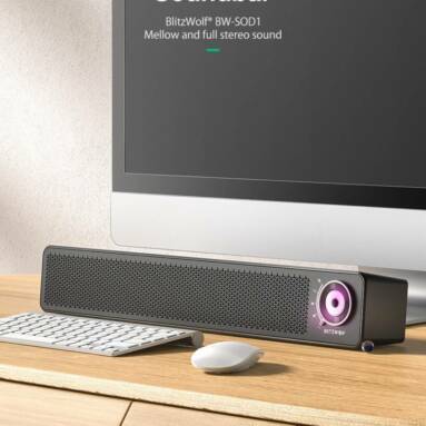 €12 with coupon for Blitzwolf® BW-SOD1 Soundbar bluetooth 5.0 Speaker 2.2 Surging Acoustics 4 Units Powerful Bass with RGB Light Microphone Function Wireless & Wired Connections from EU CZ / CN warehouse BANGGOOD