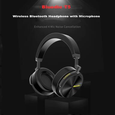 $39 with coupon for Bluedio T5 Wireless Bluetooth Headphone with Microphone – BLACK from Gearbest