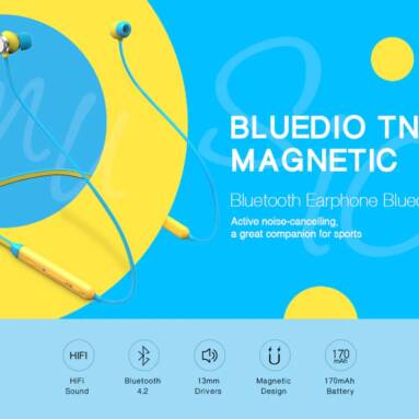$12 with coupon for Bluedio TN Magnetic Bluetooth Earphone – BLACK from GearBest