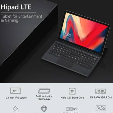 €85 with coupon for CHUWI HiPad LTE 32GB MT6797X Helio X27 Deca Core 10.1 Inch Android 8.0 Dual 4G Tablet from EU CZ warehouse BANGGOOD