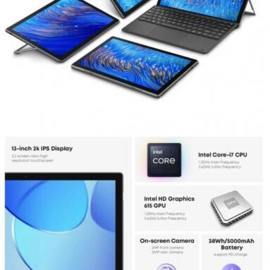 €470 with coupon for CHUWI UBook X Pro Intel Core i7 7Y75 Dual Core 8GB RAM 256GB ROM 13 Inch 2K Screen Windows 10 Tablet PC from BANGGOOD