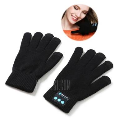 $10 with coupon for CTSmart Pair of Bluetooth Gloves Music / Call / Touch Screen  –  BLACK from GearBest