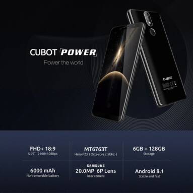 €161 with coupon for CUBOT POWER 4G 6GB RAM 128GB ROM Fingerprint Sensor Helio P23 6000mAh 6P Lens Phablet – EARTH BLUE EU warehouse from GearBest