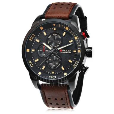 $9 with coupon for CURREN 8250 Casual Men Quartz Watch  –  BROWN from GearBest