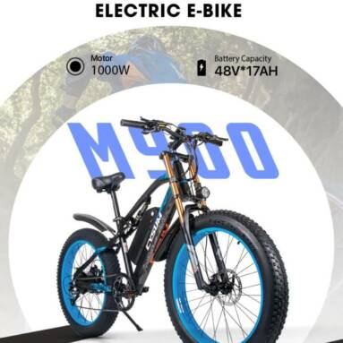 €1249 with coupon for CYSUM M900 Fat Tire Electric Bike 48V 1000W Brushless Gear Motor 17Ah Removable Battery for 50-70 Range from EU warehouse GEEKBUYING