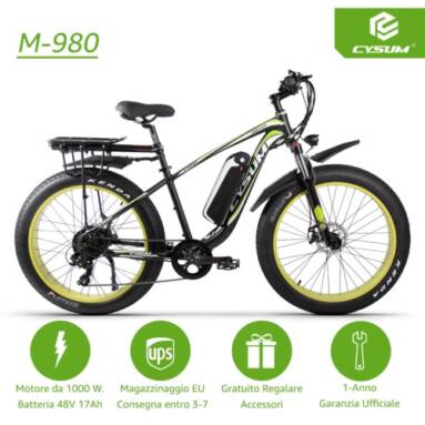 €1401 with coupon for CYSUM M980 Fat Tire Electric Bike 48V 1000W Brushless Motor 17Ah Removable Battery for 50-70 Range from EU warehouse GEEKBUYING