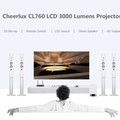 €134 with coupon for Cheerlux CL760 3000 Lumens Lumens LCD Video Projector – BLACK ANDROID ( EU PLUG ) from GearBest