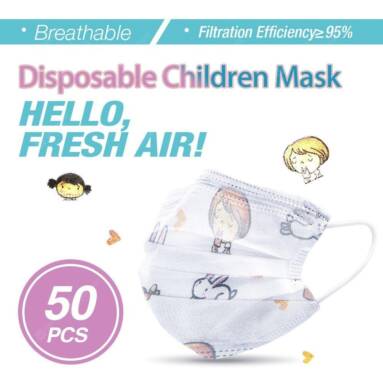 €26 with coupon for 50pcs Children Mask Virus Protection Elastic Earloop Dustproof Anti Flu for Children from GearBest