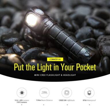 €18 with coupon for Convoy H1 CREE XML2 Multifunctional Flashlight Head Light – Black Natural White 4200k from GEARBEST