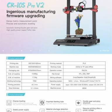 €406 with coupon for Creality 3D® CR-10S Pro V2 Firmware Upgrading DIY 3D Printer from EU PL ES warehouse BANGGOOD