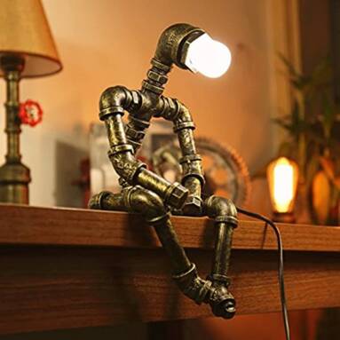 $61 with coupon for Creative Iron Pipe Industrial Loft Retro Style Coffee Bar Robot Water Pipe Table Lamp(without light bulb) from TOMTOP