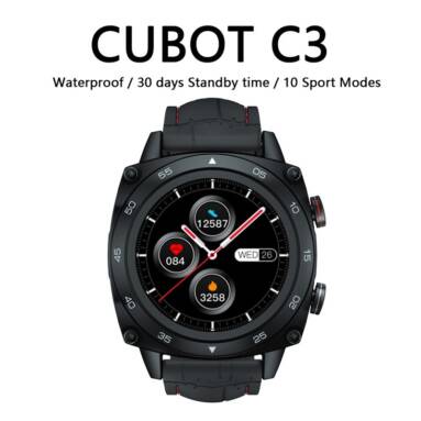€30 with coupon for Cubot C3 Smart Watch Sport Heart Rate Sleep Monitor 5ATM WaterProof Touch Fitness Tracker Smart Watch for Men Women Android iOS – Black from GEARBEST