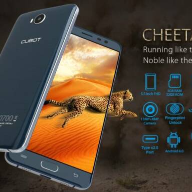 $128.29 for CUBOT Cheetah 2 4G Smartphone, free shipping, 80 pcs only from TOMTOP Technology Co., Ltd
