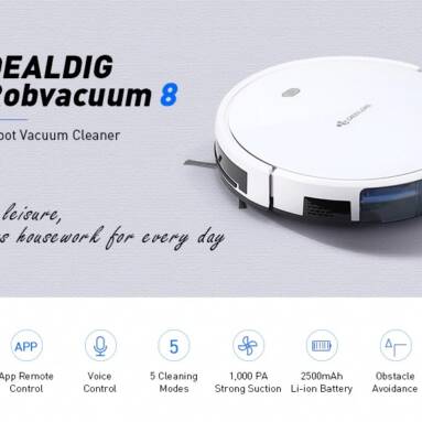 $189 with coupon for DEALDIG Robvacuum 8 Smart Robot Vacuum Cleaner from GearBest