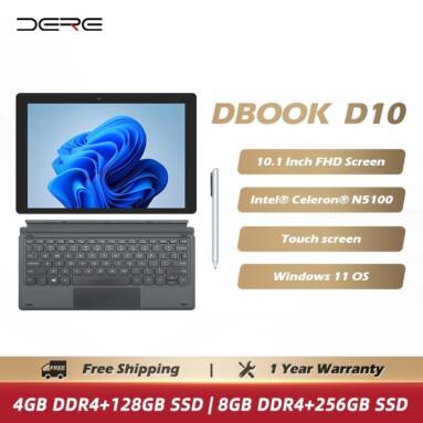 €334 with coupon for DERE DBOOK 10 Intel Celeron N5100 4GB RAM 128GB SSD 10.1 Inch Windows 10 Tablet with Magnetic Keyboard from BANGGOOD