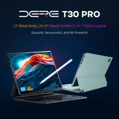 €399 with coupon for DERE T30 PRO 2-in-1 Laptop Keyboard + Stylus Pen, 16GB 1TB from EU warehouse GEEKBUYING