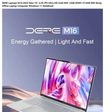 €293 with coupon for DERE Laptops M16 2023 Laptop Intel N95 12GB DDR5+512GB SSD from EU warehouse GSHOPPER
