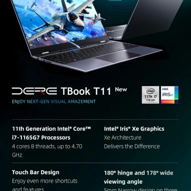 €769 with coupon for [1TB SSD] DERE TBOOK T11 Laptop 15.6 Inch Intel i7-1165G7 Intel® Iris® Xe Graphics 16GB RAM 1TB SSD 1080P Screen Backlit Keyboard 45.6Wh Battery Win10 PRO Notebook from BANGGOOD