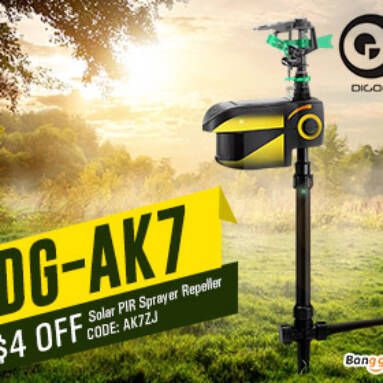 $29.98 for Digoo DG-AK7 Garden PIR Sensor Animal Repeller Solar Energy Auto-rotation Water Sprinkler from BANGGOOD TECHNOLOGY CO., LIMITED