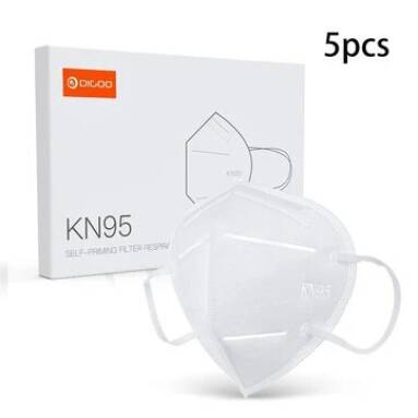 €12 vwith coupon for DIGOO DG-KN95 5PCS KN95 4 Layers Face Mask Anti Droplets Dust Car Exhaust Foldable Breathing Protective Mask Filter Respirator – 5pcs from BANGGOOD