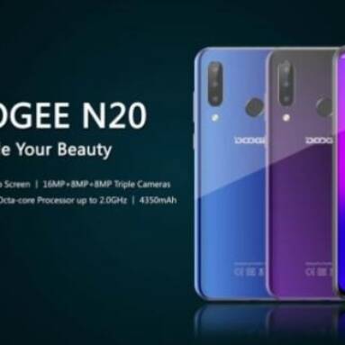 €72 with coupon for DOOGEE N20 6.3 Inch FHD+ Waterdrop Display Android 9.0 4350mAh Triple Rear Cameras 16MP Front Camera 4GB RAM 64GB ROM Helio P23 Octa Core 2GHz 4G Smartphone – EU Version Purple from BANGGOOD
