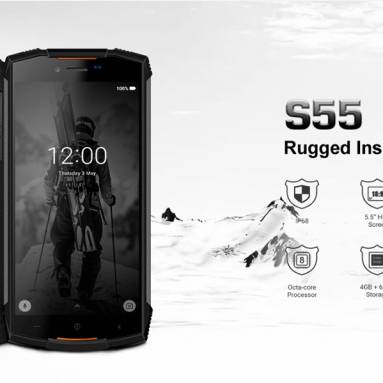 €106 with coupon for DOOGEE S55 5.5 inch IP68 Waterproof Android 8.0 4GB RAM 64GB ROM MTK6750T Octa Core 5500mAh 4G Smartphone from BANGGOOD