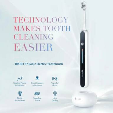 €79 with coupon for DR.BEI S7 Ultrasonic Sonic Wireless Electric Toothbrush 4D Elastic Brush Head 5 Brushing Mode Cleaning Teeth IPX7 Waterproof Rechargeable Adult Toothbrush for Dental Care Whitening SPA with Travel Box from Xiaomi Youpin from BANGGOOD
