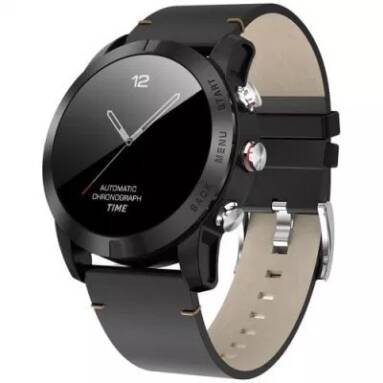 $32 with coupon for DT NO.I S10 Smart Watch – BLACK LEATHER STRAP from GearBest