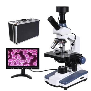 €244 with coupon for Black Background HD Digital Biological Lab Microscope LED Light + 5MP Electronic Eyepiece + USB Data Line+Metal Box from EU CZ warehouse BANGGOOD
