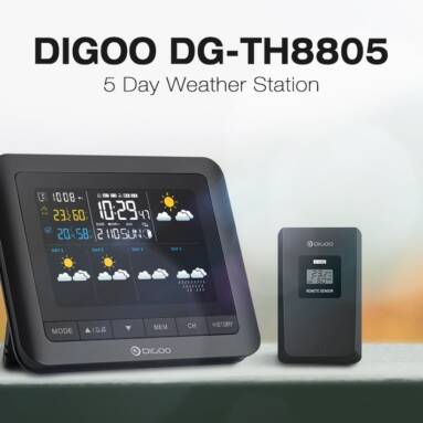 €10 with coupon for Digoo DG-TH8805 Wireless Five Day Forcast Version Weather Station from BANGGOOD