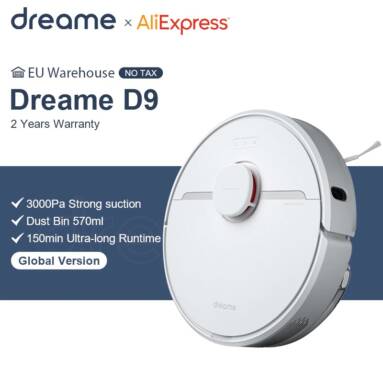 €205 with coupon for Xiaomi Dreame D9 Robot Vacuum Cleaner for Home Sweeping Washing Mopping 3000PA Cyclone Suction Dust MIJIA APP WIFI Smart Planned from EU warehouse GSHOPPER