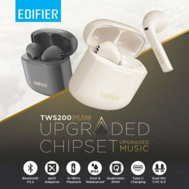 €37 with coupon for EDIFIER TWS200 Plus TWS bluetooth 5.2 Earphone QCC3040 Apt Adaptive CVC8.0 Dual Mic Noise Cancelling Wireless Waterproof Sports Headsets from BANGGOOD