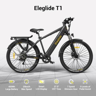 €869 with coupon for ELEGLIDE T1 Electric Bike MTB Bike 27.5 Inch Tires 36V 12.5AH Battery 250W Motor Shimano 7 Gears Max Speed 25Km/h Max Load 120KG from EU PL warehouse GEEKBUYING