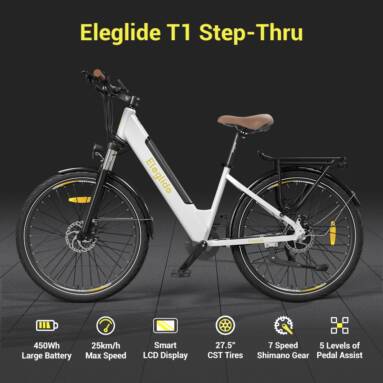 €856 with coupon for ELEGLIDE T1 STEP-THRU Electric Bike MTB Bike 27.5 Inch Tires 36V 12.5AH Battery 250W Motor Shimano 7 Gears Max Speed 25Km/h Max Load 120KG from EU PL warehouse GEEKBUYING