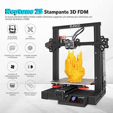 €231 with coupon for ELEGOO Neptune 2S FDM 3D Printer with PEI Printing Sheet Large Printing Size 220x220x250mm from EU warehouse GEEKBUYING