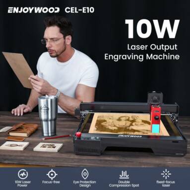 €302 with coupon for ENJOYWOOD CEL-E10 Pro 60W Laser Engraver Cutter Machine Real 10W Compressed Spot Laser Engraver 11000mm/min Diode Laser Engraving Machine for Wood Cutting Metal Colorful Engraving from EU CZ warehouse BANGGOOD