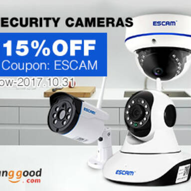 15% OFF for ESCAM Security Cameras  from BANGGOOD TECHNOLOGY CO., LIMITED