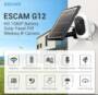 ESCAM G12 1080P Full HD Outdoor Rechargeable Battery Solar Panel PIR Alarm WiFi Camera