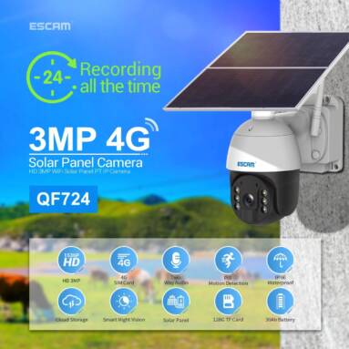€143 with coupon for ESCAM QF724 Camera with Solar Panel from BANGGOOD