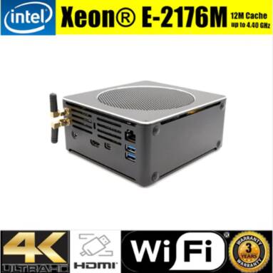 €488 with coupon for Eglobal S200 Mini PC Xeon E-2176M 16GB+256GB/512GB Hexa Core Win10 DDR4 Intel UHD Graphics 630 4.4GHz Fanless Mini Desktop PC SATA mSATA MIC VGA HDMI 1000M WIFI – 16GB+256GB from BANGGOOD