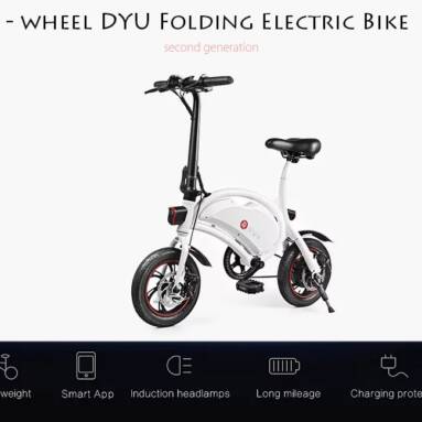 $399 with coupon for F – wheel DYU D2 Folding Electric Bike 5.2Ah Battery EU Plug – WHITE from GearBest