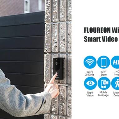 $45 with coupon for FLOUREON ZC – IP09 WiFi Wireless Smart Video Doorbell – BLACK from Gearbest