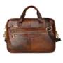 FONMOR Genuine Leather Briefcases Men Handbag Cowhide Business laptop bag  -  LIGHT BROWN