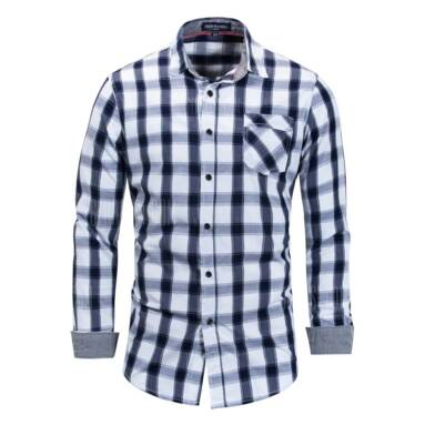 €9 with coupon for FREDD MARSHALL Man Casual Plaid Long Sleeve Shirt from GearBest
