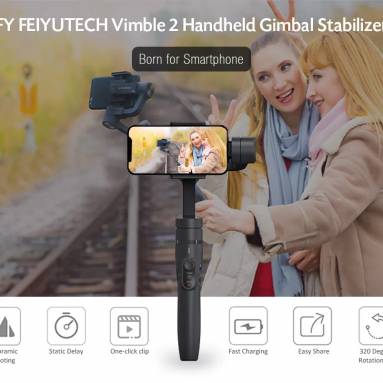 $72 with coupon for FeiyuTech Vimble 2 3-Axis Extendable Handheld Gimbal Stabilizer for Smartphone from TOMTOP