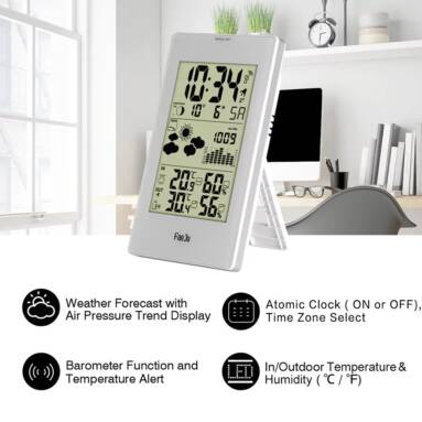 $29 with coupon for FanJu FJ3352 Weather Station 10-in-1 Functions with Barometer/Temperature/HumidityAtomic Clock/Moon Phase – WHITE from GearBest