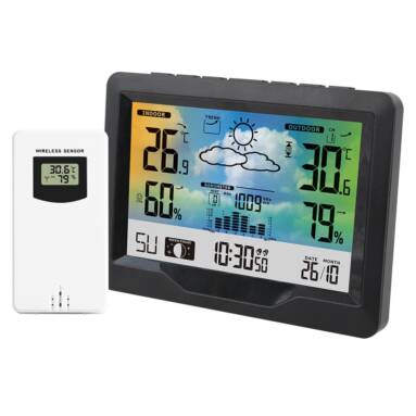 €20 with coupon for FanJu Indoor Outdoor Wireless Weather Station Thermometer Hygrometer Forecast Air Pressure Time Display Digital Watch Alarm Clock Wireless Sensor Barometer from BANGGOOD