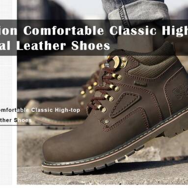 $36 with coupon for Fashion Comfortable Classic High-top Casual Leather Shoes from GearBest